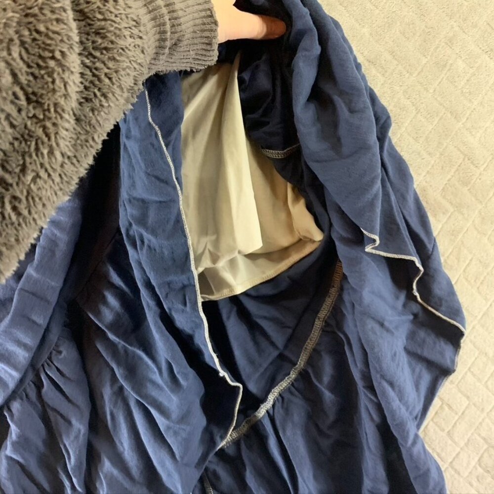 Anna Kaci Dress Womens M Blue Ruched Off Shoulder Ruffle Long Midi Flowy Coastal - Picture 6 of 13